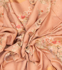 Light Peach Handloom Tussar Silk Saree With Printed Floral Motifs-TU2686