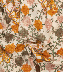 Cream Printed Kalamkari Cotton Saree -KAL1240
