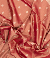 Peach Woven Art Tissue Dupion Saree With Floral Zari Buttas-BL5892