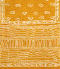 Mustard Printed Jaipur Cotton Saree With Printed Floral Motifs-JC1753