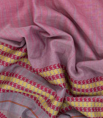 Dusty Pink Handloom Bengal Cotton Saree With Floral Border-BG1635