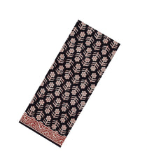Black Printed Jaipur Cotton Saree With Floral Motifs-JC1879