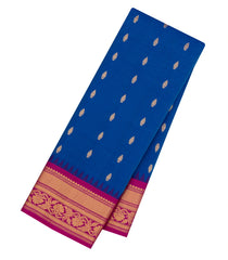 Blue Handloom Gadwal SICO Saree With Cotton Body & Silk Border-GA0388