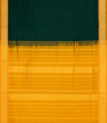 Bottle Green Handloom Silk Cotton Saree With Contrast Border-SC4490