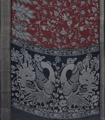 Maroon Printed Art Tussar Saree With Zari Border-BL5097