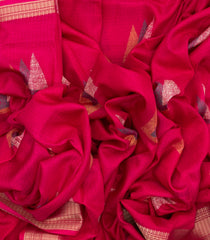 Hot Pink Woven Synthetic Dola Silk Saree With Printed Geometric Motifs-BL4315