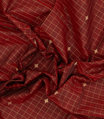 Maroon Handloom Silk Cotton Saree With Checks-SC4301