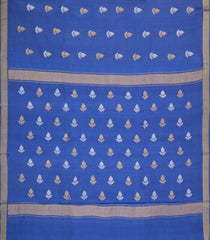 Blue Woven Tussar Silk Saree With Floral Motifs-TU3257