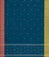 Blue Woven Chettinad Cotton Saree With Buttas & Contrast Border-CN1830