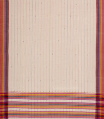 Taupe Handwoven Bengal Cotton Saree With Stripes & Contrast Border-BG1482