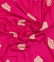 Hot Pink Printed Synthetic Dola Silk Saree With Motifs & Zari Stripes-SY0440