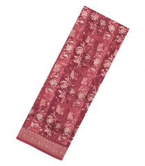 Maroon Printed Chanderi Cotton Saree With Zari Border-CC1459