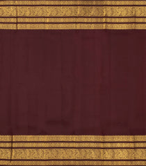 Rust Handloom Kanchipuram Silk Saree With Peacock Motifs-KA14269