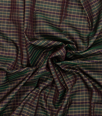 Bottle Green Handloom Kanchipuram Silk Saree With Checks & Contrast Border-KA16032