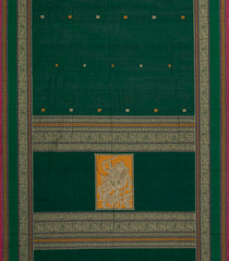 Dark Green Handloom Kanchi Cotton Saree With Annam Buttas-KC1696