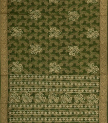Green Printed Synthetics Dola Silk Saree With Floral Zari Motifs-BL5248