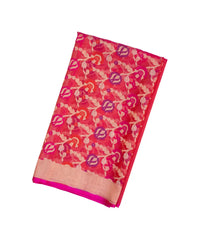 Peach Handloom Organza Soft Silk Saree With Meena Floral Motifs-SO4065