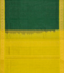 Green Handloom Silk Cotton Saree With Zari Stripes & Contrast Border-SC4750