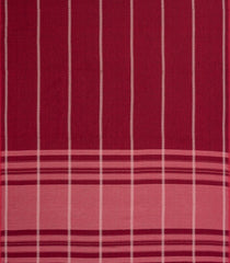 Crimson Woven Bengal Cotton Saree With Stripes & Contrast Pallu-BG1893