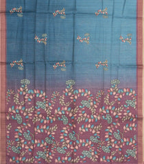 Blue Printed Synthetic  Dola Silk Saree With Zari Stripes & Border-SY0068