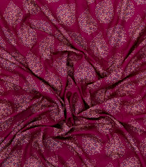 Magenta Printed Synthetics Dola Silk Saree With Floral Motifs-BL5193