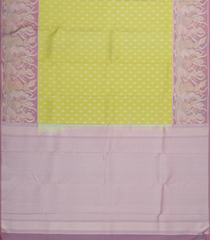 Lime Green Handloom Kanchipuram Silk Saree With Bharatanatyam Border - KA14650