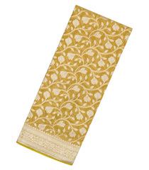 Beige Handloom Banarasi Tissue Saree With Floral Motifs-BE1706