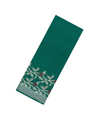 Sea Green Printed Synthetics Linen Saree With Floral Motifs-BL5237