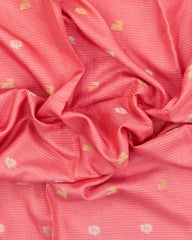 Light Peach Woven Blended Viscose Saree With Zari Checks & Buttas -BL5583