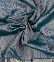Peacock Blue Handloom Kanchipuram Silk Saree With Annam Motifs-KA14275
