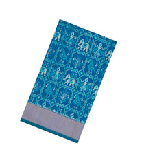 Cyan Handloom Pochampally Ikat Silk Saree With Tie & Dye Motifs -IK0416