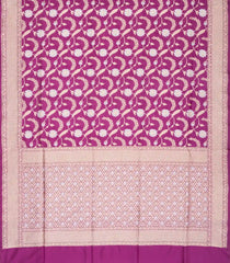 Magenta Handloom Banarasi Silk Saree With Floral Motifs-BE1436