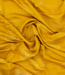 Mustard Printed Synthetics Dola With Zari Stripes -BL5240