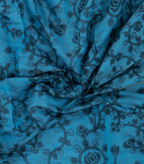 Sky Blue Printed Art Chanderi Cotton Saree With Zari Border-SY0471