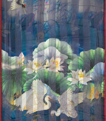 Grey Woven Synthetic Georgette Saree With Printed Bird Motifs-BL4681