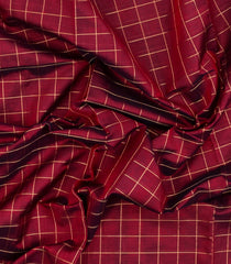 Crimson Handloom Silk Cotton Saree With Zari Checks-SC4369