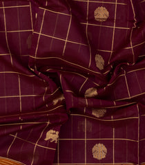 Maroon Handloom Silk Cotton Saree With Zari Checks-SC4277