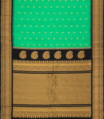 Aquamarine Handloom Gadwal Silk Saree With Buttas & Contrast Border-GA0334