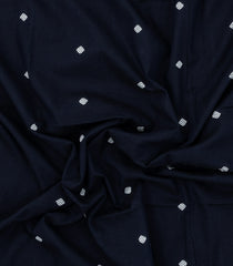 Midnight Blue Handloom Bengal Cotton Saree With Diamond Buttas-BG1601