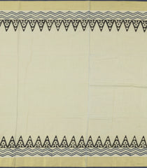 Off White Woven Kerala Cotton Tissue Saree With Printed Motifs-KEC1058