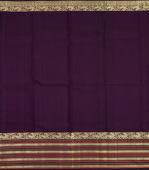 Dark Brown Handloom Kanchipuram Silk Saree With Zari Stripes-KA16065