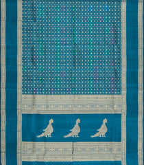 Cyan Handloom Kanchipuram Silk Saree With Checks-KA15106