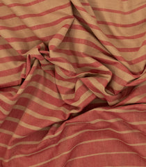 Beige & Crimson Handwoven Bengal Cotton Saree With Stripes-BG1493