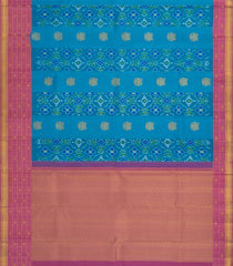 Cyan Handloom Korvai Kanchipuram Silk Saree With Tie & Dye Motifs-KA14085