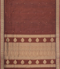 Brown Handloom Silk Cotton Saree With Buttas & Zari Border-SC4813