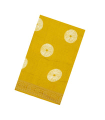 Yellow Printed Synthetic Dola Silk Saree With Zari Stripes & Border-SY0409