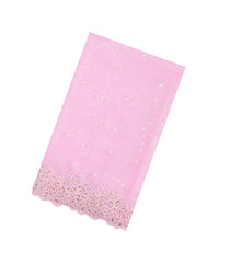 Baby Pink Woven Pure Supernet Saree With Floral Hand Embroidery -EN2102