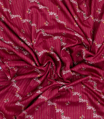 Crimson Printed Synthetic Dola Silk Saree With Motifs & Zari Stripes-SY0435