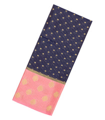 Black Woven Synthetic Silk Saree With Zari Stripes & Floral Motifs-SY0223