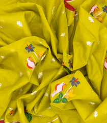 Olive Green Handloom Kota Silk Saree With Meena Bird Motifs-KO1047